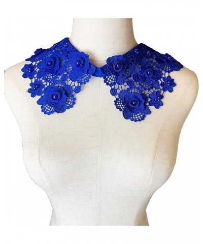 1PC Lady Girls Pearl Lace Floral Hollow Out Detachable False Collar for Shirt Sweater Clothing Accessories,Royal Blue Royal B...