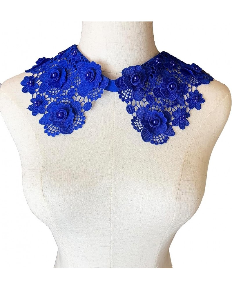 1PC Lady Girls Pearl Lace Floral Hollow Out Detachable False Collar for Shirt Sweater Clothing Accessories,Royal Blue Royal B...