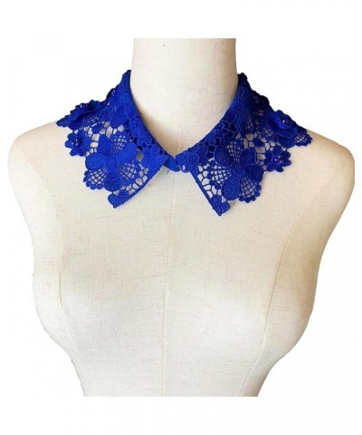 1PC Lady Girls Pearl Lace Floral Hollow Out Detachable False Collar for Shirt Sweater Clothing Accessories,Royal Blue Royal B...