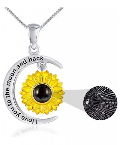 Valentine's Day Gift for Her, Necklaces for Women- S925 Sterling Silver Sunflower Pendant Love Heart Necklace Jewelry Gifts w...