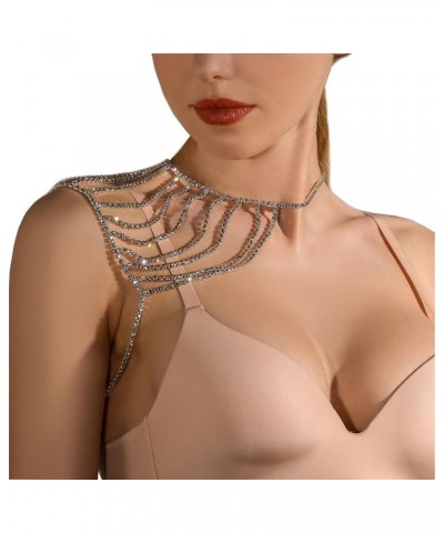 Sexy Charm Rhinestone Body Chain Multilayer Shoulder Chain Harness Statement Bridal Rhinestone Shoulder Necklace Wedding Jewe...