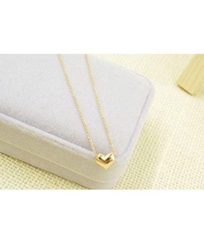 316L Stainless Steel Classic Women Gold Heart Bib Link Chain Pendant Necklaces Lovely Peach Heart Necklace $6.42 Necklaces