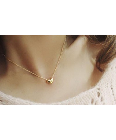 316L Stainless Steel Classic Women Gold Heart Bib Link Chain Pendant Necklaces Lovely Peach Heart Necklace $6.42 Necklaces