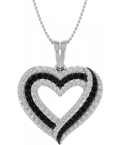 1/2 Carat Black & White Diamond Heart Pendant Necklace in 10K Gold (Included Silver Chain) White Gold $112.10 Necklaces