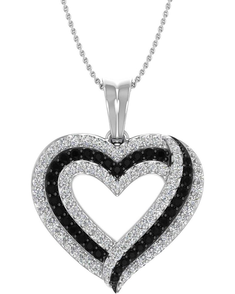 1/2 Carat Black & White Diamond Heart Pendant Necklace in 10K Gold (Included Silver Chain) White Gold $112.10 Necklaces