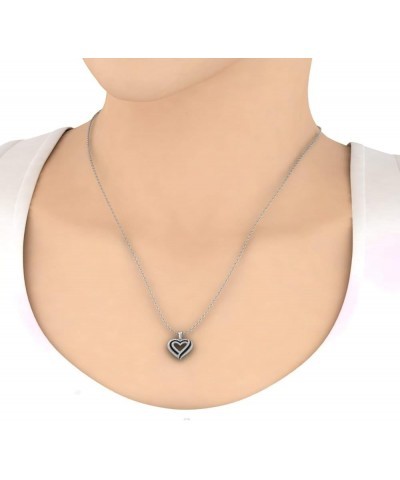 1/2 Carat Black & White Diamond Heart Pendant Necklace in 10K Gold (Included Silver Chain) White Gold $112.10 Necklaces