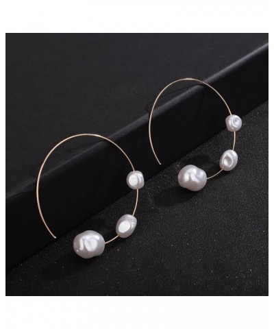 Pearl Hoop Earrings for Women Gold Lightweight Open Large Circle Round Imitation Pearl Dangle Drop Earrings Wedding Prom Part...