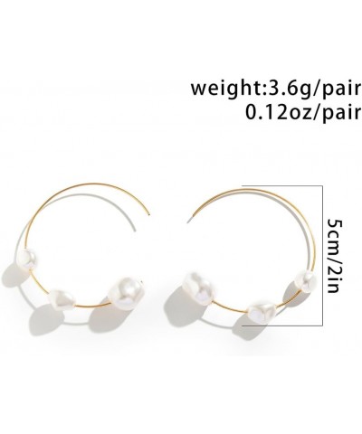 Pearl Hoop Earrings for Women Gold Lightweight Open Large Circle Round Imitation Pearl Dangle Drop Earrings Wedding Prom Part...