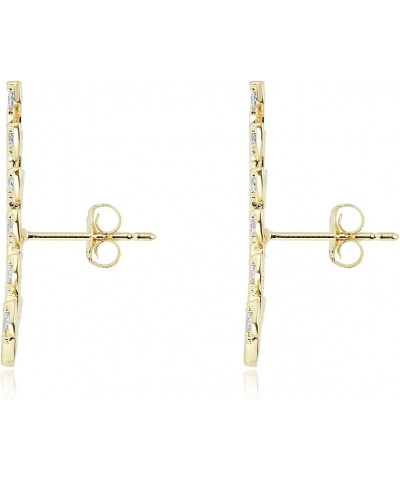 10K Yellow Gold Olive Leaf Ear Crawler/Climber Simulated Diamond CZ Earrings $42.24 Earrings