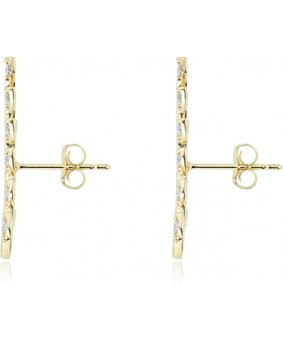 10K Yellow Gold Olive Leaf Ear Crawler/Climber Simulated Diamond CZ Earrings $42.24 Earrings