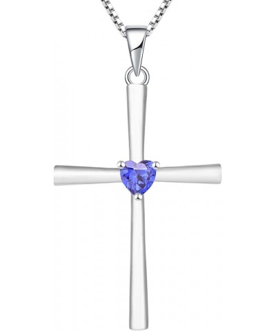 Women's Cross Necklace 925 Sterling Silver Crucifix Pendant Gemstones Criss Jewelry 12-tanzanite-Dec $21.42 Necklaces