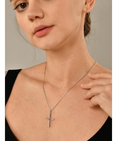 Women's Cross Necklace 925 Sterling Silver Crucifix Pendant Gemstones Criss Jewelry 12-tanzanite-Dec $21.42 Necklaces