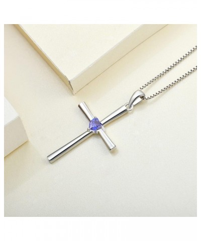 Women's Cross Necklace 925 Sterling Silver Crucifix Pendant Gemstones Criss Jewelry 12-tanzanite-Dec $21.42 Necklaces