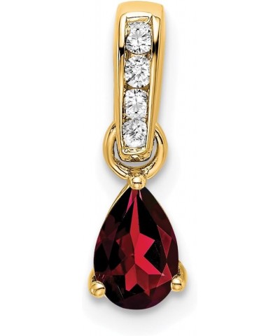 14K Gold Pear Diamond and Birthstone Gemstone Charm Pendant (Length 16.3mm Width 4.5 mm) yellow-gold garnet $55.44 Pendants