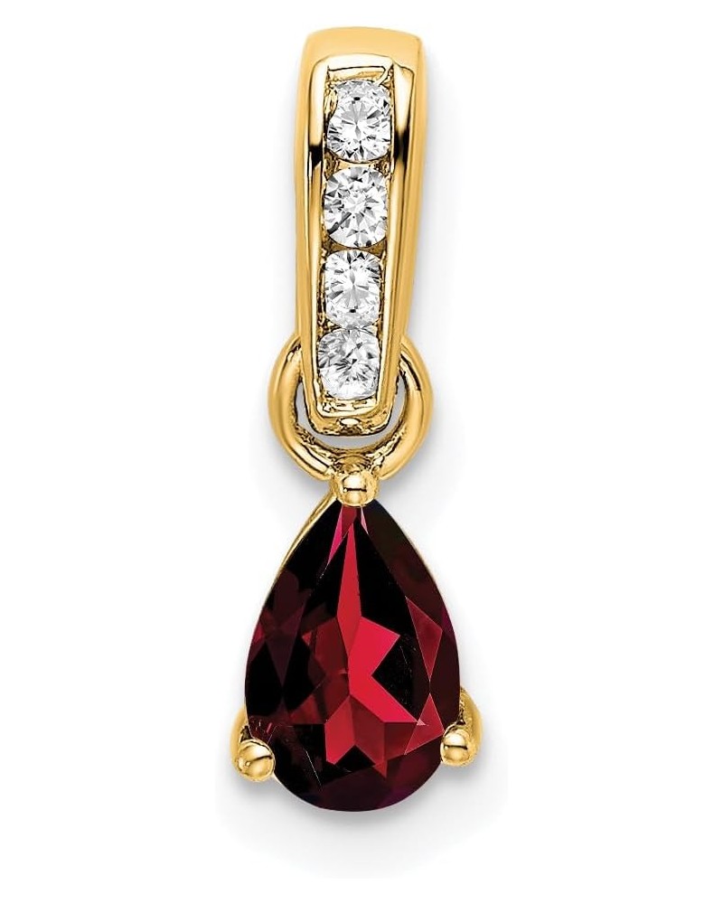 14K Gold Pear Diamond and Birthstone Gemstone Charm Pendant (Length 16.3mm Width 4.5 mm) yellow-gold garnet $55.44 Pendants