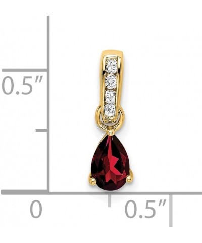 14K Gold Pear Diamond and Birthstone Gemstone Charm Pendant (Length 16.3mm Width 4.5 mm) yellow-gold garnet $55.44 Pendants