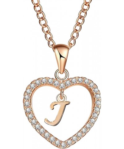 Heart Initial Necklace for Women Girls, Cubic Zirconia Heart Pendant Necklace, Dainty Initial Charm Necklace Letter A to Z In...