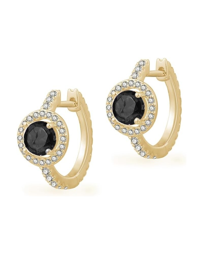 15MM Cubic Zirconia Small 14K Gold Plated Hoop Earrings Cuff Huggie Earrings for Women Black $8.49 Earrings