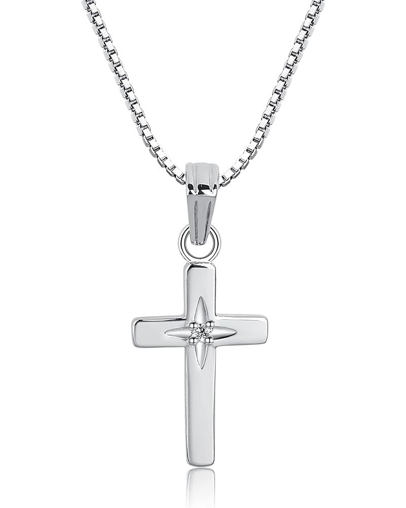 Sterling Silver Cross Necklace with Diamond Accent 14 Inch $24.00 Necklaces