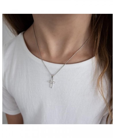 Sterling Silver Cross Necklace with Diamond Accent 14 Inch $24.00 Necklaces