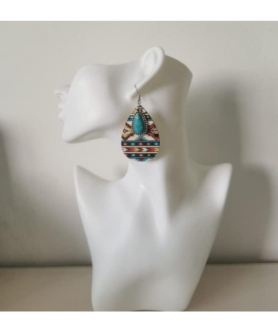 Wooden Dangle Earrings for Women African Natural Wood Teardrop Earrings Bohemian Ethnic Statement Lightweight Drop Earrings B...