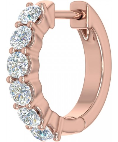 0.37 Carat Diamond Hoop Huggies Earring in 14K Gold (Single Piece) (I1-I2 Clarity) Rose Gold $103.40 Earrings
