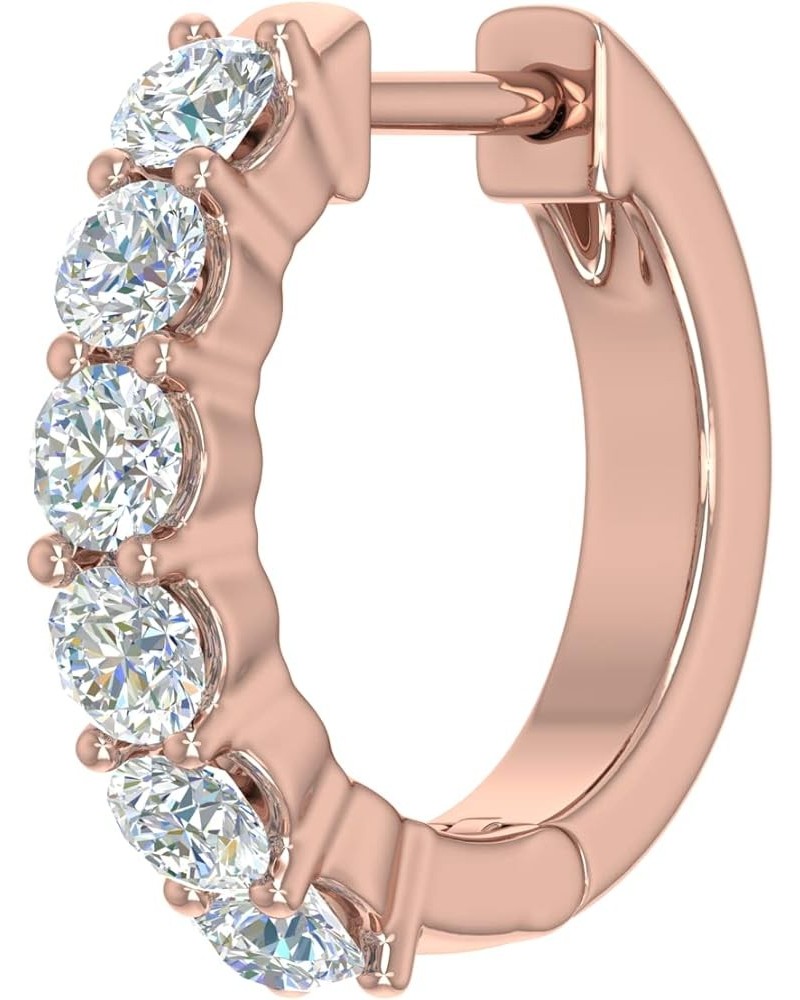 0.37 Carat Diamond Hoop Huggies Earring in 14K Gold (Single Piece) (I1-I2 Clarity) Rose Gold $103.40 Earrings