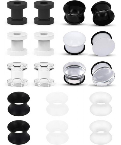 Screw Fit Ear Gauges Kit Acrylic Tunnel Expander Stretcher Earrings Ultra Thin Silicone Ear Skin Flexible Flesh Earlobe Plugs...