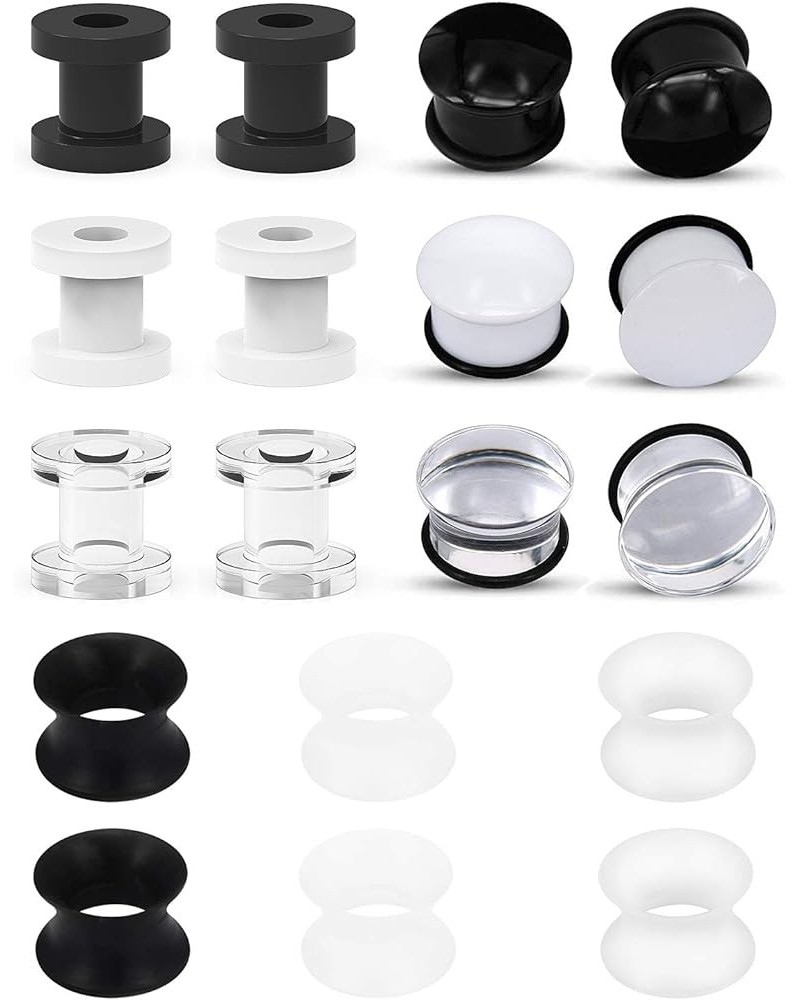 Screw Fit Ear Gauges Kit Acrylic Tunnel Expander Stretcher Earrings Ultra Thin Silicone Ear Skin Flexible Flesh Earlobe Plugs...