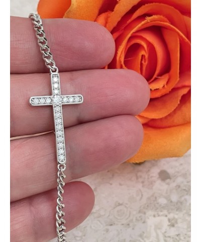 18kt Handmade Designer Cross Fine Jewelry for women Cross Diamond Bracelet .35ct Platinum White Gold Vermeil Christian Jewell...