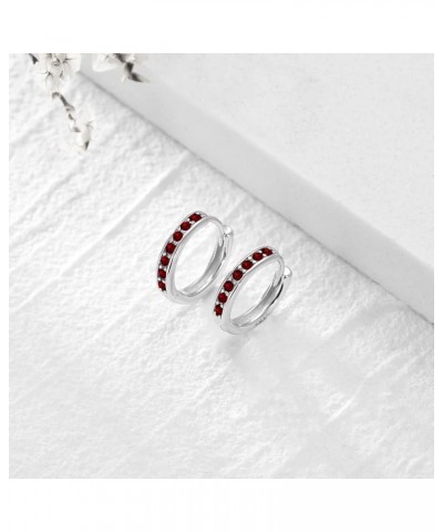 S925 Sterling Silver Birthstone Huggie Small Hoop Earrings for Women Girls Teens, Made with Cubic Zirconia and Austrian Cryst...