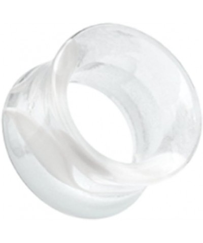 Marble Swirl Acrylic Double Flared Ear Gauge Tunnel Plug (Sold by Pair) 0 GA, Clear $10.63 Body Jewelry