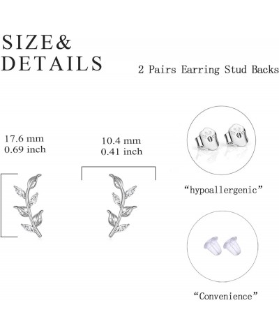 925 Sterling Silver Leaf/Rose Flower Earrings Studs Climber Ear Jewelry Gifts for Women Girls Leaf stud earrings $15.19 Earrings