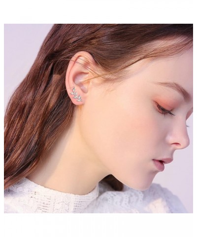 925 Sterling Silver Leaf/Rose Flower Earrings Studs Climber Ear Jewelry Gifts for Women Girls Leaf stud earrings $15.19 Earrings