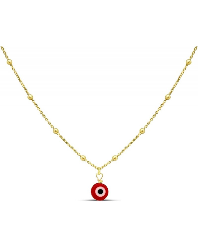 FRONAY 14k Gold Plated Silver Evil Eye Necklace Specialty Chain Red Eye $9.66 Necklaces