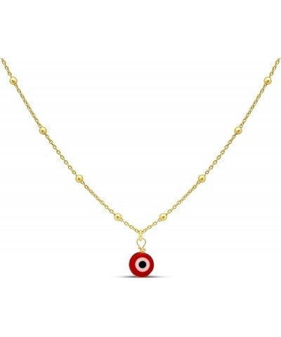 FRONAY 14k Gold Plated Silver Evil Eye Necklace Specialty Chain Red Eye $9.66 Necklaces