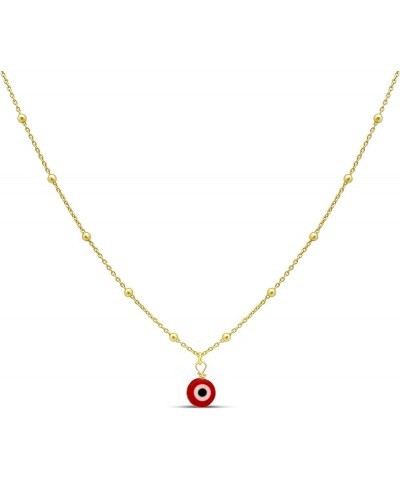 FRONAY 14k Gold Plated Silver Evil Eye Necklace Specialty Chain Red Eye $9.66 Necklaces