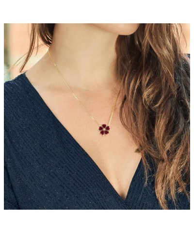 18K Yellow Gold Plated Silver Red Created Ruby and White Lab Grown Diamond Pendant Necklace For Women (4.84 Cttw, Heart Shape...