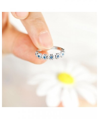 Dainty Daisy Ring for Women, S925 Sterling Silver 12 Birth Month Stone Flower Ring For Girl Daughter, I Think Of You Every Da...