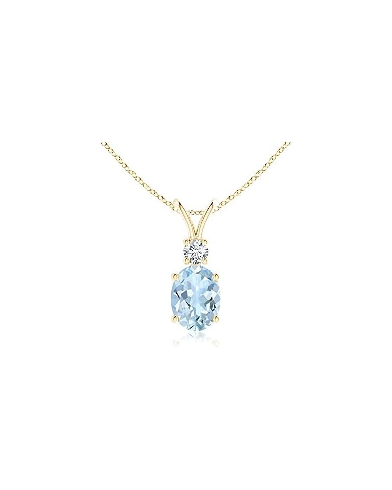 Natural Aquamarine Solitaire Pendant Necklace for Women, Girls in 14K Solid Gold/Platinum/Sterling Silver | March Birthstone ...