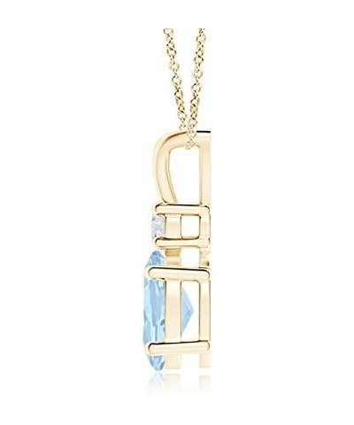 Natural Aquamarine Solitaire Pendant Necklace for Women, Girls in 14K Solid Gold/Platinum/Sterling Silver | March Birthstone ...