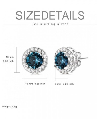 Sterling Silver Halo Earrings with 12 Birthstone Austrian Crystals, Hypoallergenic Stud Earrings for Women, Perfect for Anniv...