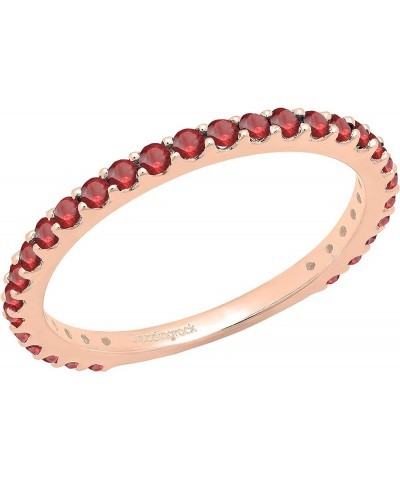 Round Diamond or Gemstone Eternity Stackable Wedding Band for Women | Available in 10K/14K/18K Gold Ruby in 10K Rose Gold $10...