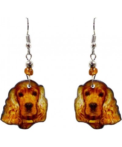 Dog Face Animal Graphic Dangle Earrings - Womens Fashion Handmade Jewelry Pet Lover Accessorie Cocker-Spaniel/Golden $11.19 E...