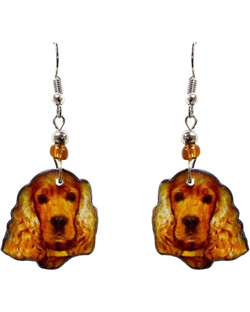 Dog Face Animal Graphic Dangle Earrings - Womens Fashion Handmade Jewelry Pet Lover Accessorie Cocker-Spaniel/Golden $11.19 E...