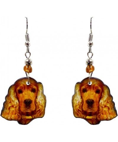 Dog Face Animal Graphic Dangle Earrings - Womens Fashion Handmade Jewelry Pet Lover Accessorie Cocker-Spaniel/Golden $11.19 E...