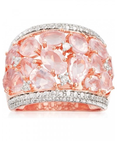 5.95 ct. t.w. Rose Quartz Dome Ring With Diamonds in Rose Sterling Silver $85.98 Rings