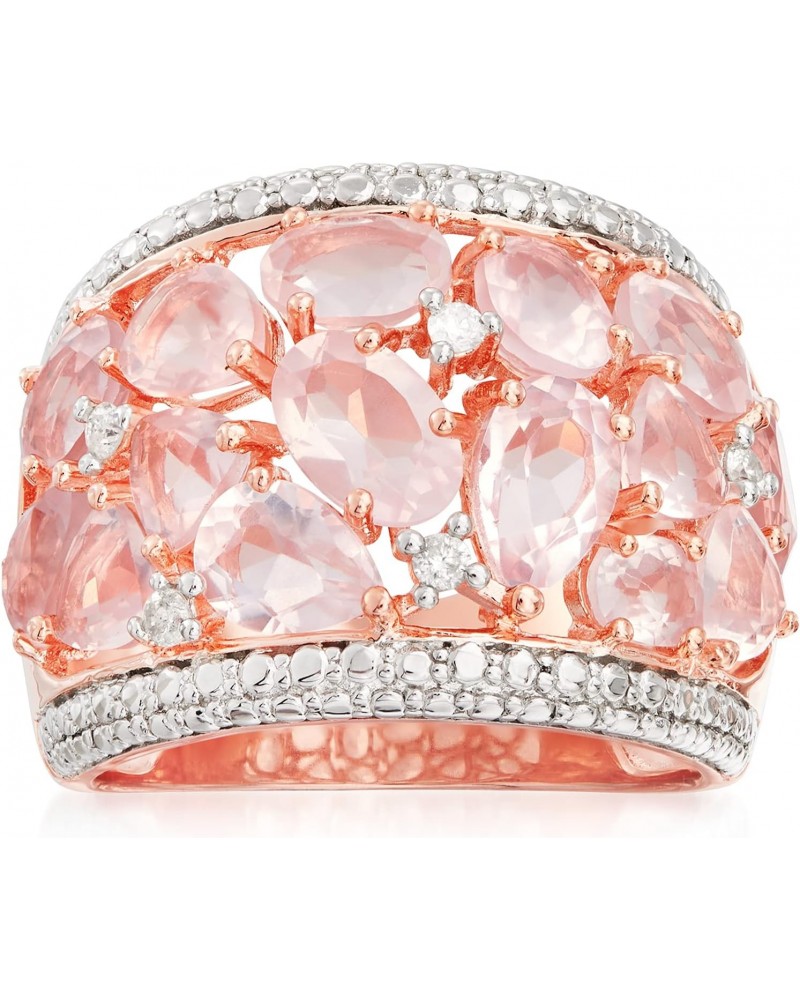 5.95 ct. t.w. Rose Quartz Dome Ring With Diamonds in Rose Sterling Silver $85.98 Rings