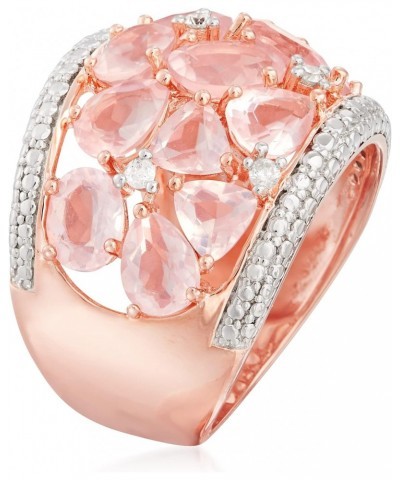 5.95 ct. t.w. Rose Quartz Dome Ring With Diamonds in Rose Sterling Silver $85.98 Rings