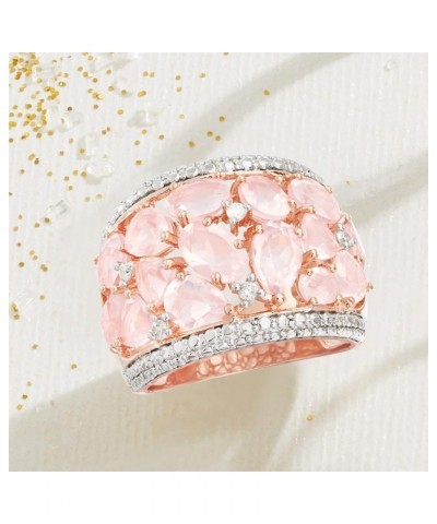 5.95 ct. t.w. Rose Quartz Dome Ring With Diamonds in Rose Sterling Silver $85.98 Rings